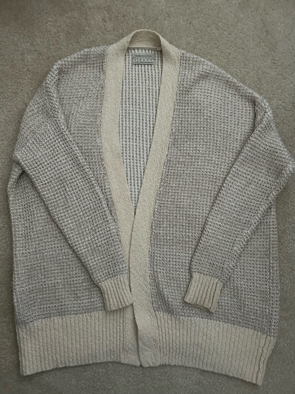 Cozy Neutral Open-Front Knit Cardigan - Beige Taupe Urban Outfitters Size XS